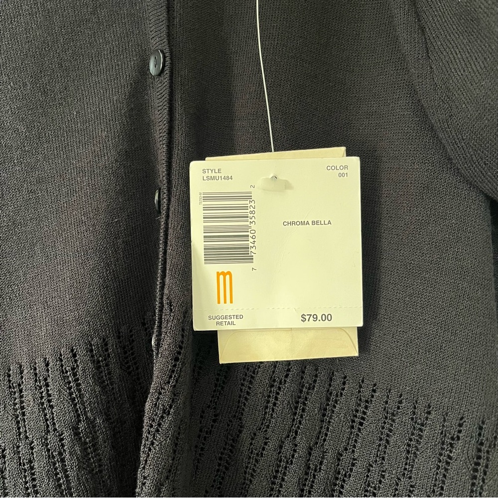 Liz Claiborne Liz Sport Black Long Sleeve Cardigan, Size M - Picture 6 of 7